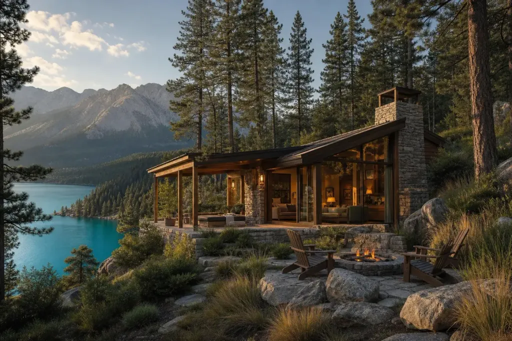 Pine and Stone Lodge above Lake Eira